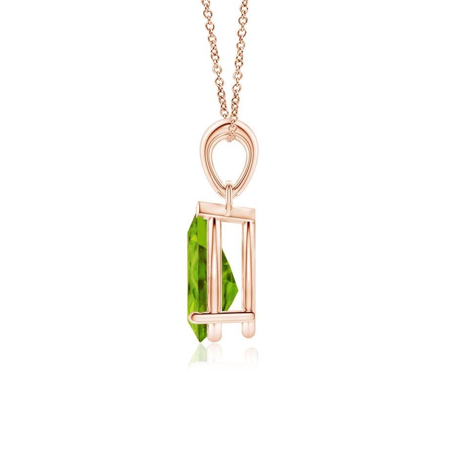 10x7mm AAAA Pear-Shaped Peridot Solitaire Pendant in Rose Gold side 199
