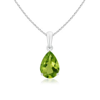 10x7mm AAAA Pear-Shaped Peridot Solitaire Pendant in White Gold