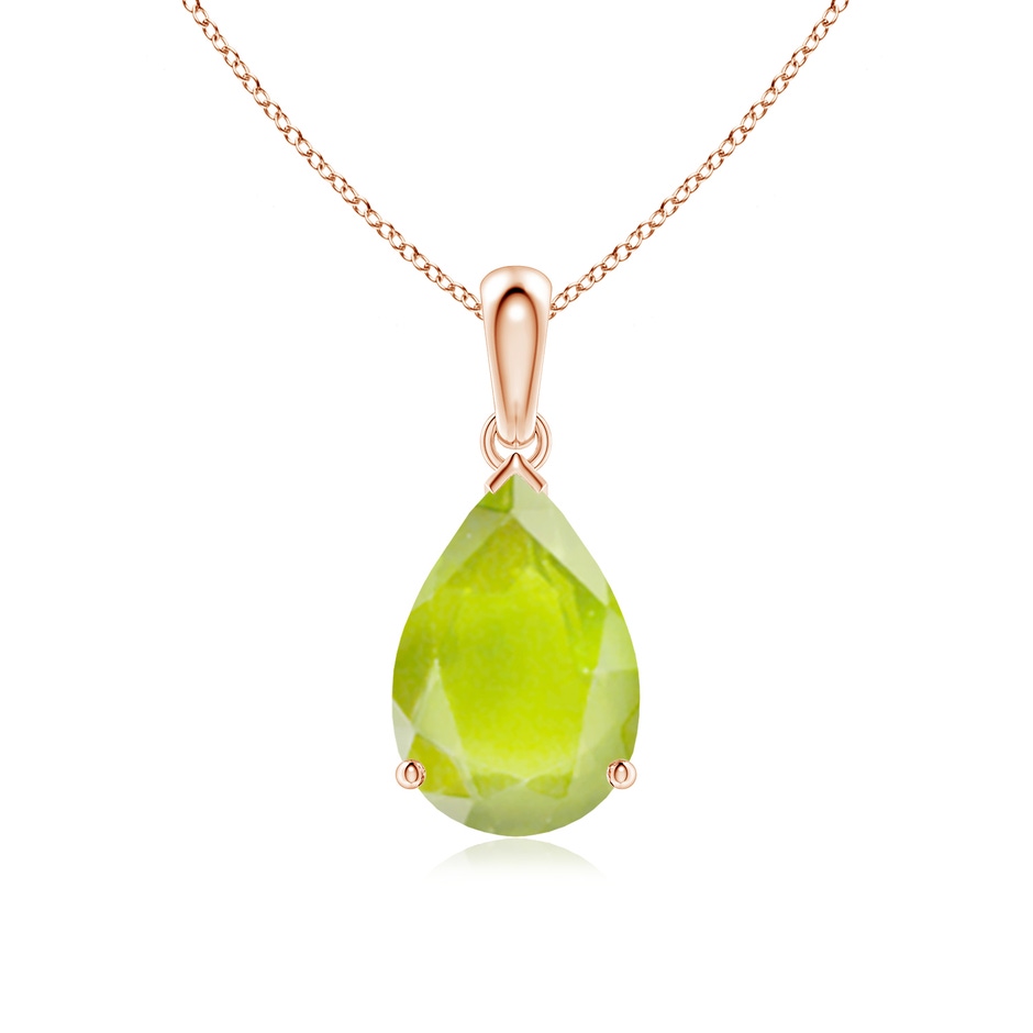12x8mm A Pear-Shaped Peridot Solitaire Pendant in 18K Rose Gold 