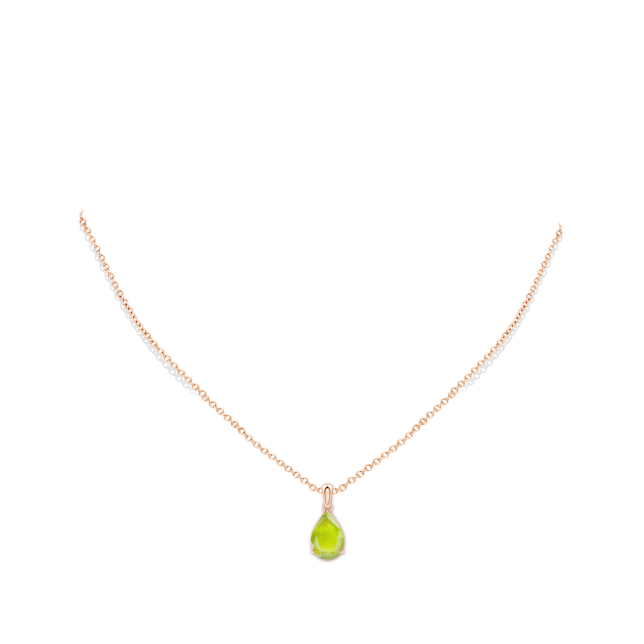 12x8mm A Pear-Shaped Peridot Solitaire Pendant in 18K Rose Gold pen