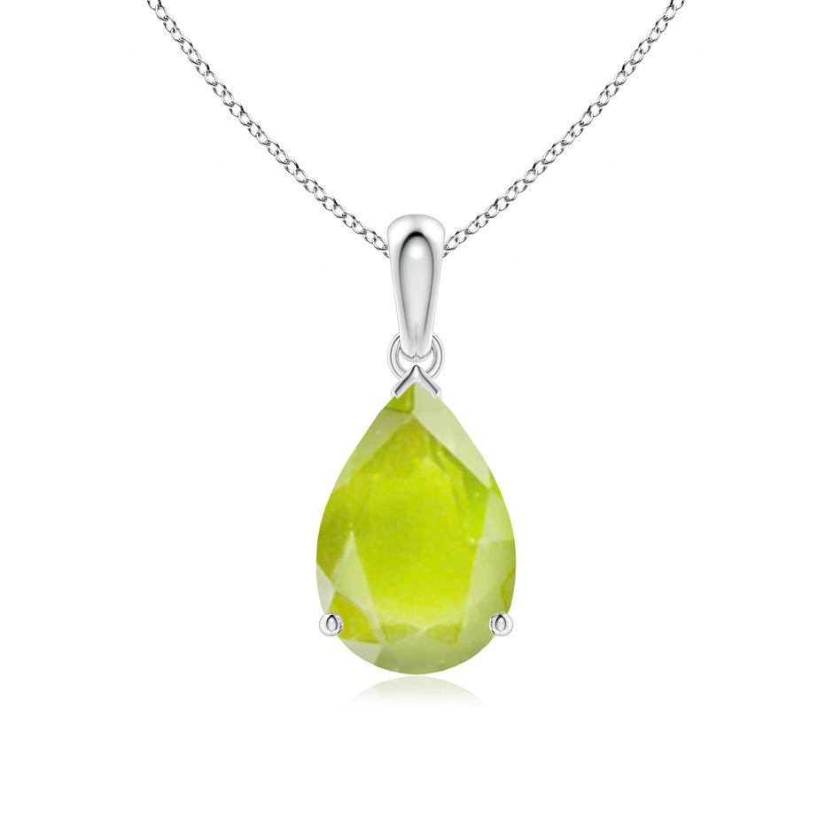 12x8mm A Pear-Shaped Peridot Solitaire Pendant in P950 Platinum 