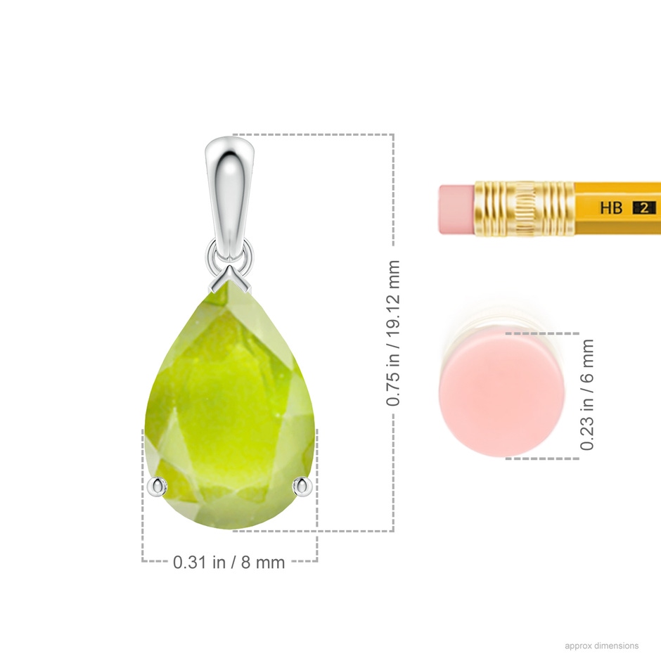 12x8mm A Pear-Shaped Peridot Solitaire Pendant in P950 Platinum ruler
