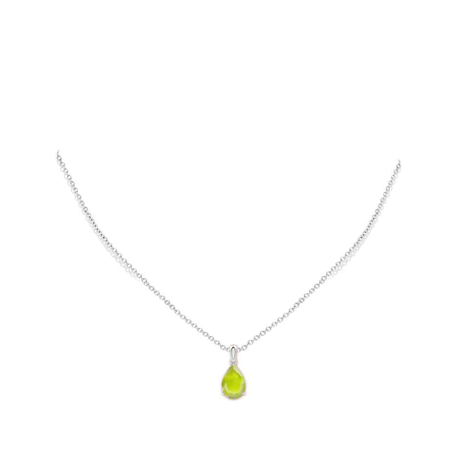 12x8mm A Pear-Shaped Peridot Solitaire Pendant in P950 Platinum pen