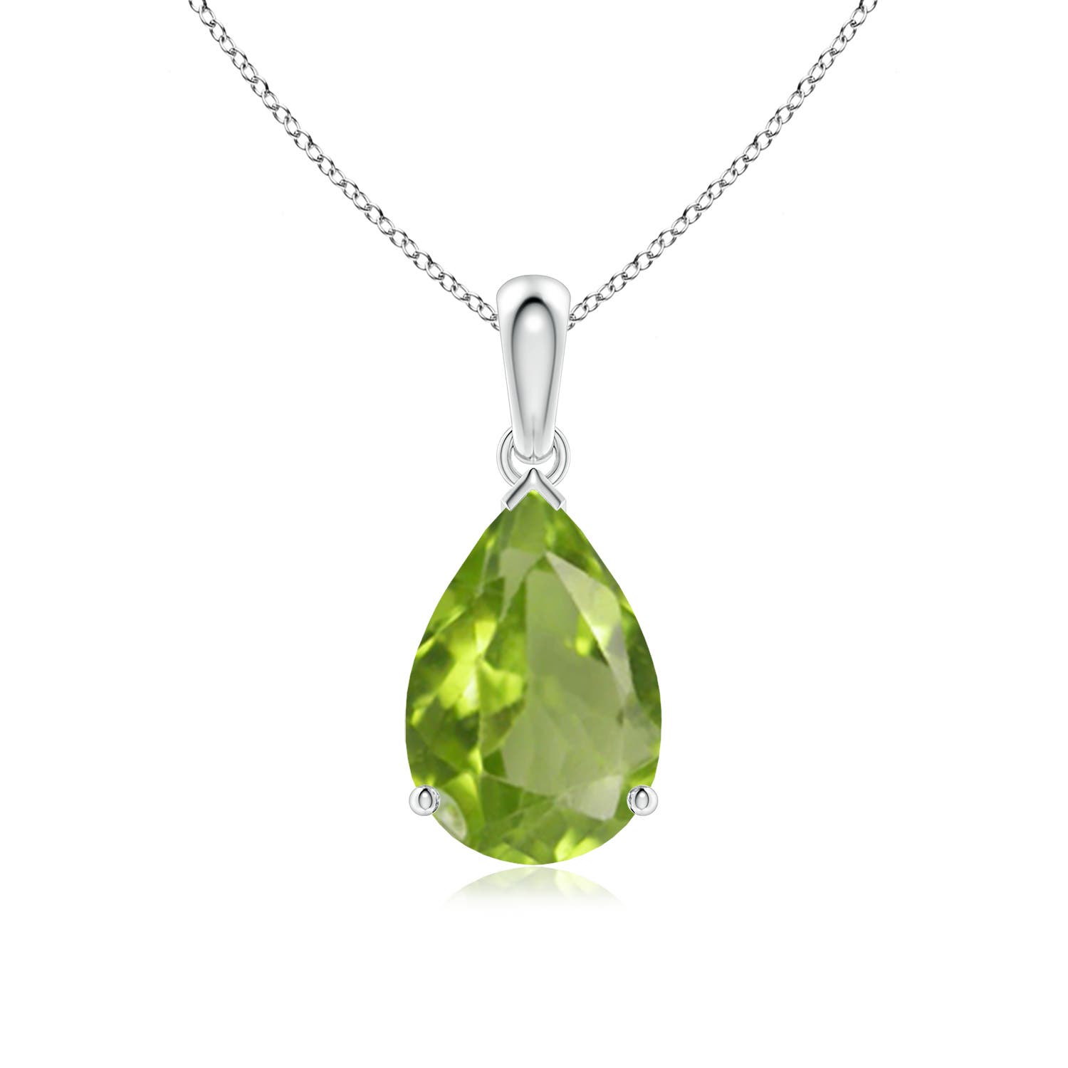 12x8mm AA Pear-Shaped Peridot Solitaire Pendant in P950 Platinum