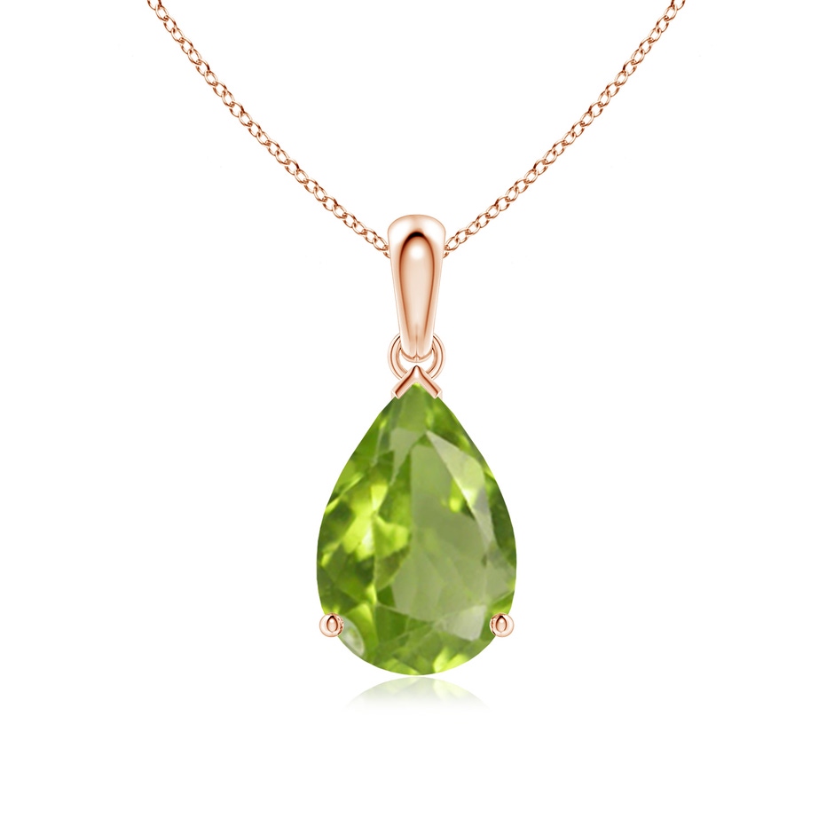 12x8mm AA Pear-Shaped Peridot Solitaire Pendant in Rose Gold 