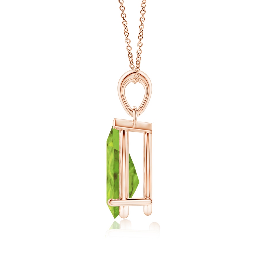 12x8mm AA Pear-Shaped Peridot Solitaire Pendant in Rose Gold side 199