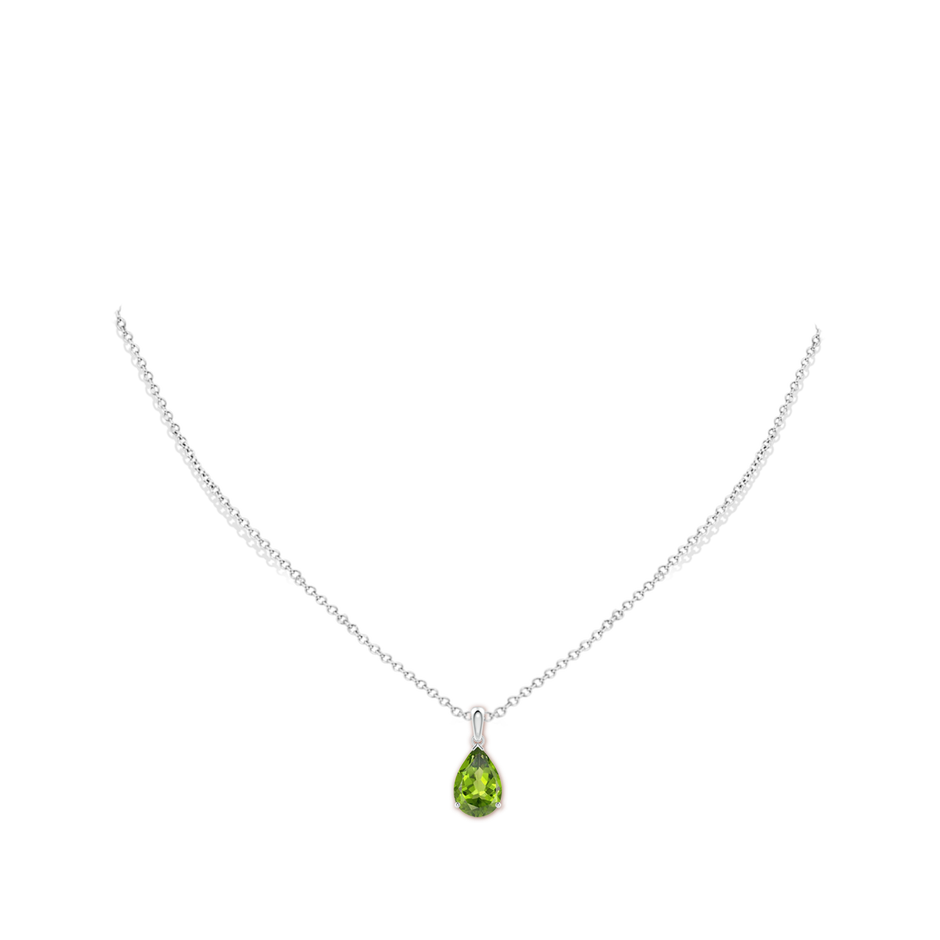 12x8mm AAA Pear-Shaped Peridot Solitaire Pendant in 18K White Gold pen