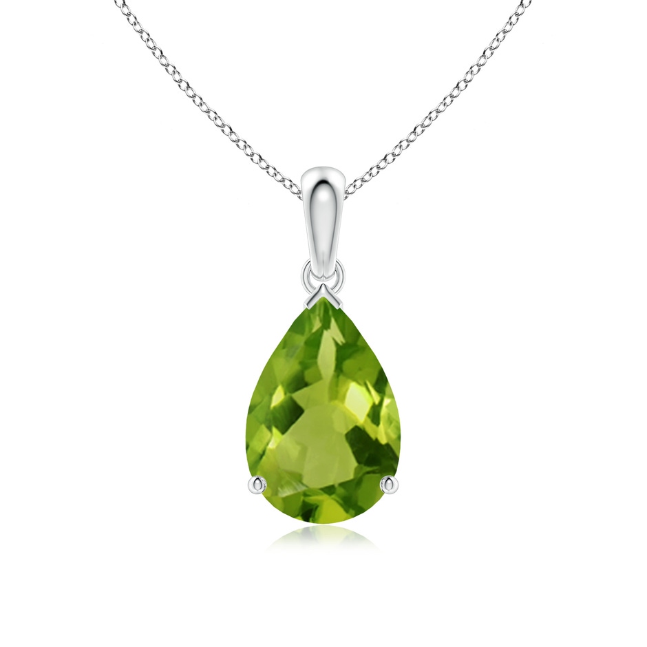 12x8mm AAAA Pear-Shaped Peridot Solitaire Pendant in P950 Platinum 