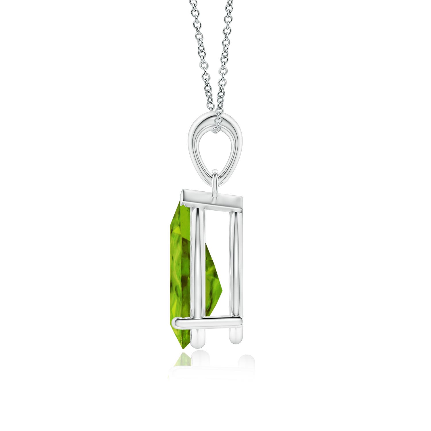 12x8mm AAAA Pear-Shaped Peridot Solitaire Pendant in P950 Platinum