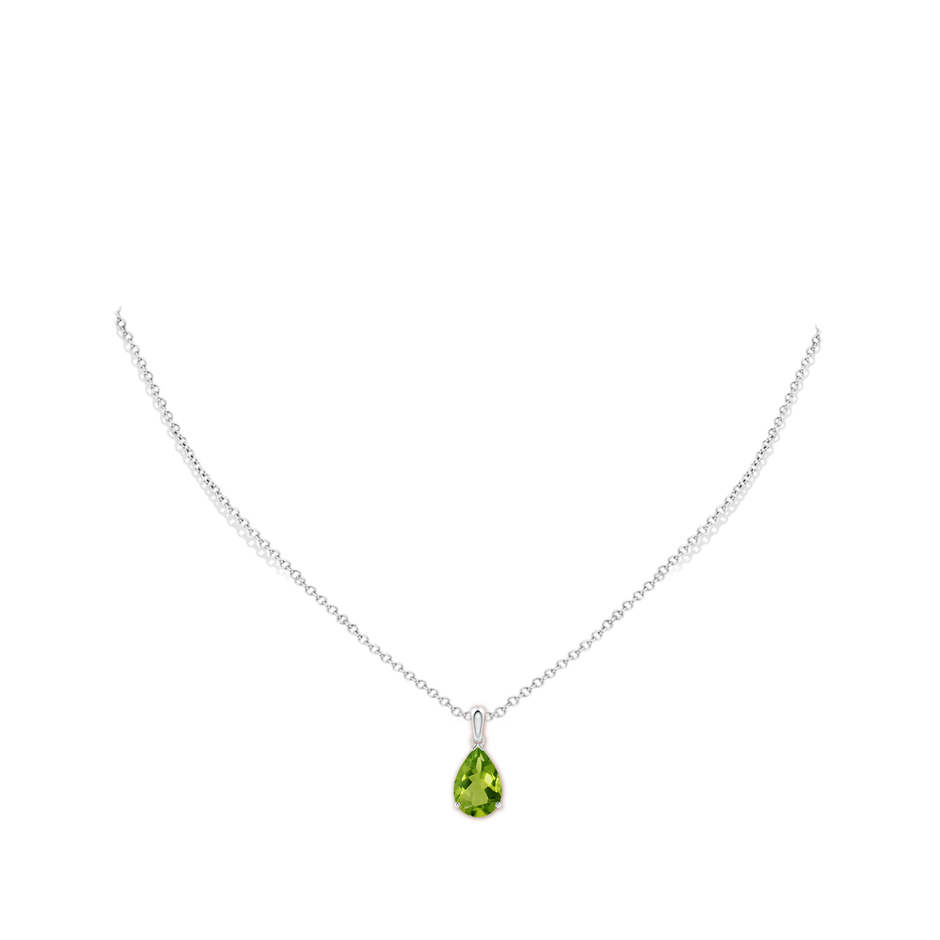 12x8mm AAAA Pear-Shaped Peridot Solitaire Pendant in P950 Platinum pen