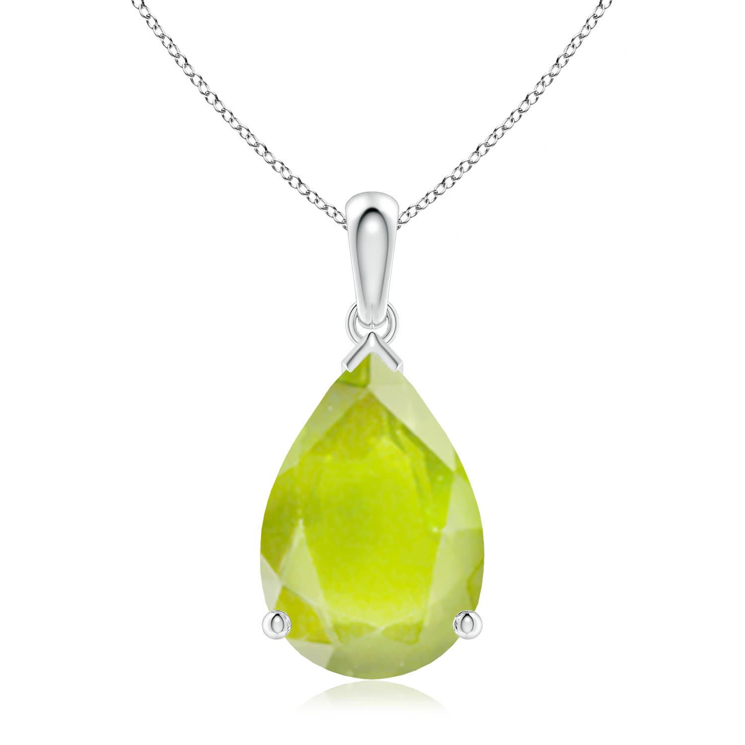15x10mm A Pear-Shaped Peridot Solitaire Pendant in P950 Platinum