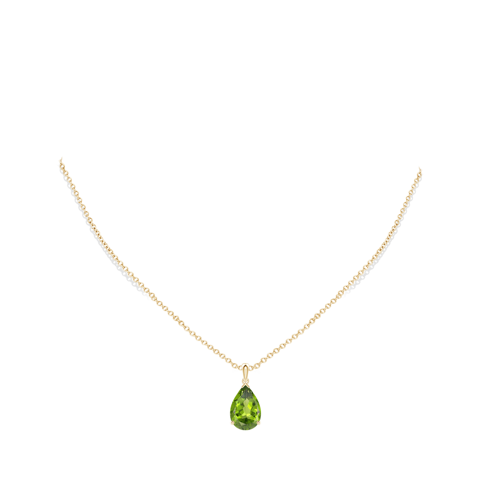 15x10mm AAA Pear-Shaped Peridot Solitaire Pendant in Yellow Gold pen