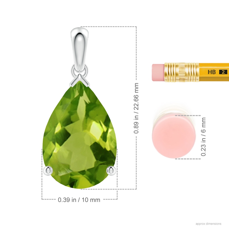 15x10mm AAAA Pear-Shaped Peridot Solitaire Pendant in P950 Platinum ruler