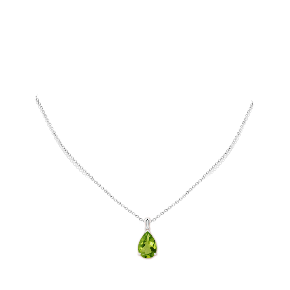 15x10mm AAAA Pear-Shaped Peridot Solitaire Pendant in P950 Platinum pen