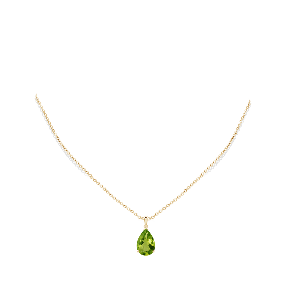 15x10mm AAAA Pear-Shaped Peridot Solitaire Pendant in Yellow Gold pen