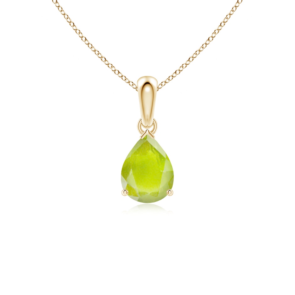 8x6mm A Pear-Shaped Peridot Solitaire Pendant in 10K Yellow Gold 