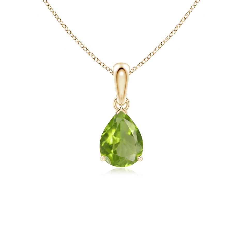 8x6mm AA Pear-Shaped Peridot Solitaire Pendant in 10K Yellow Gold 