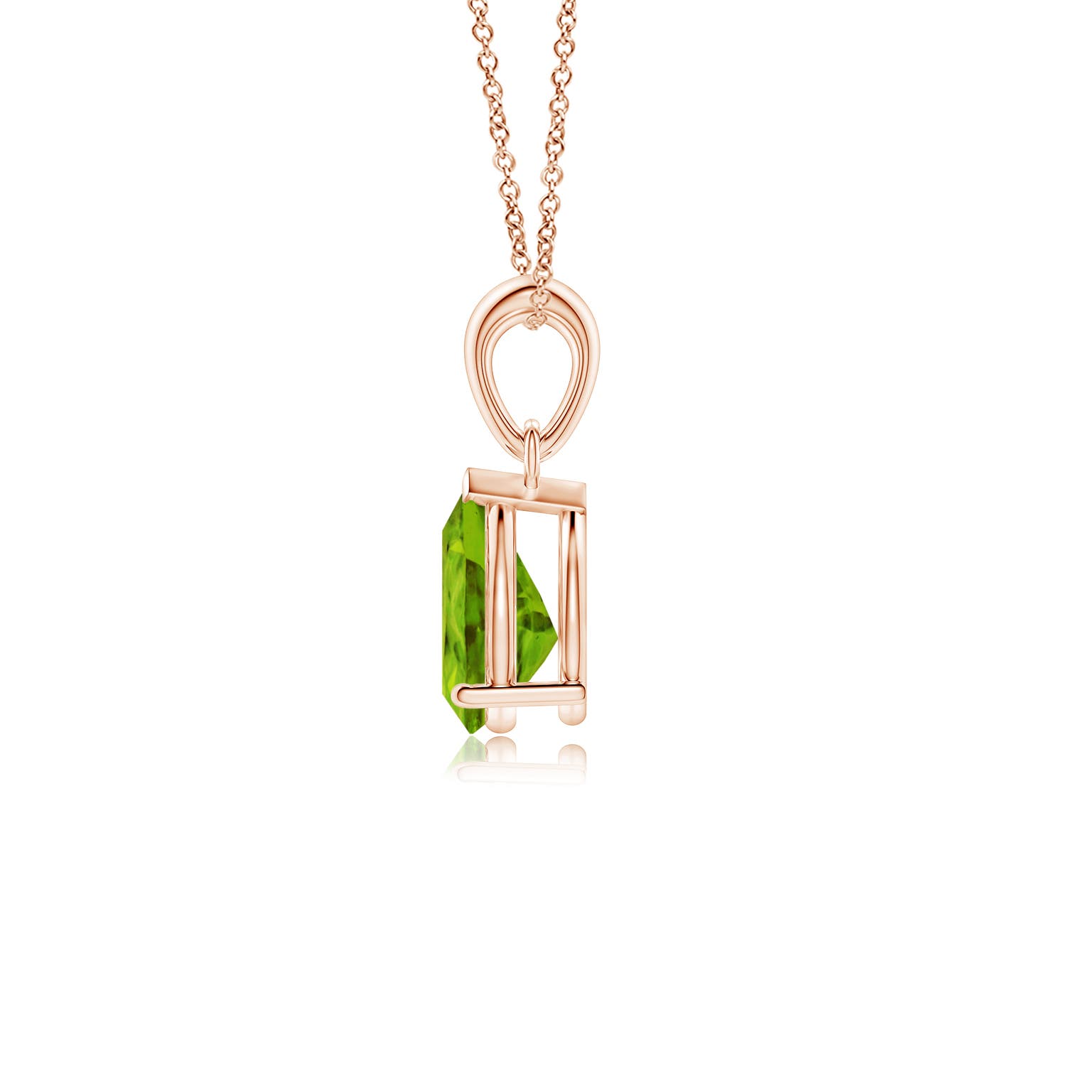 8x6mm AAAA Pear-Shaped Peridot Solitaire Pendant in 18K Rose Gold
