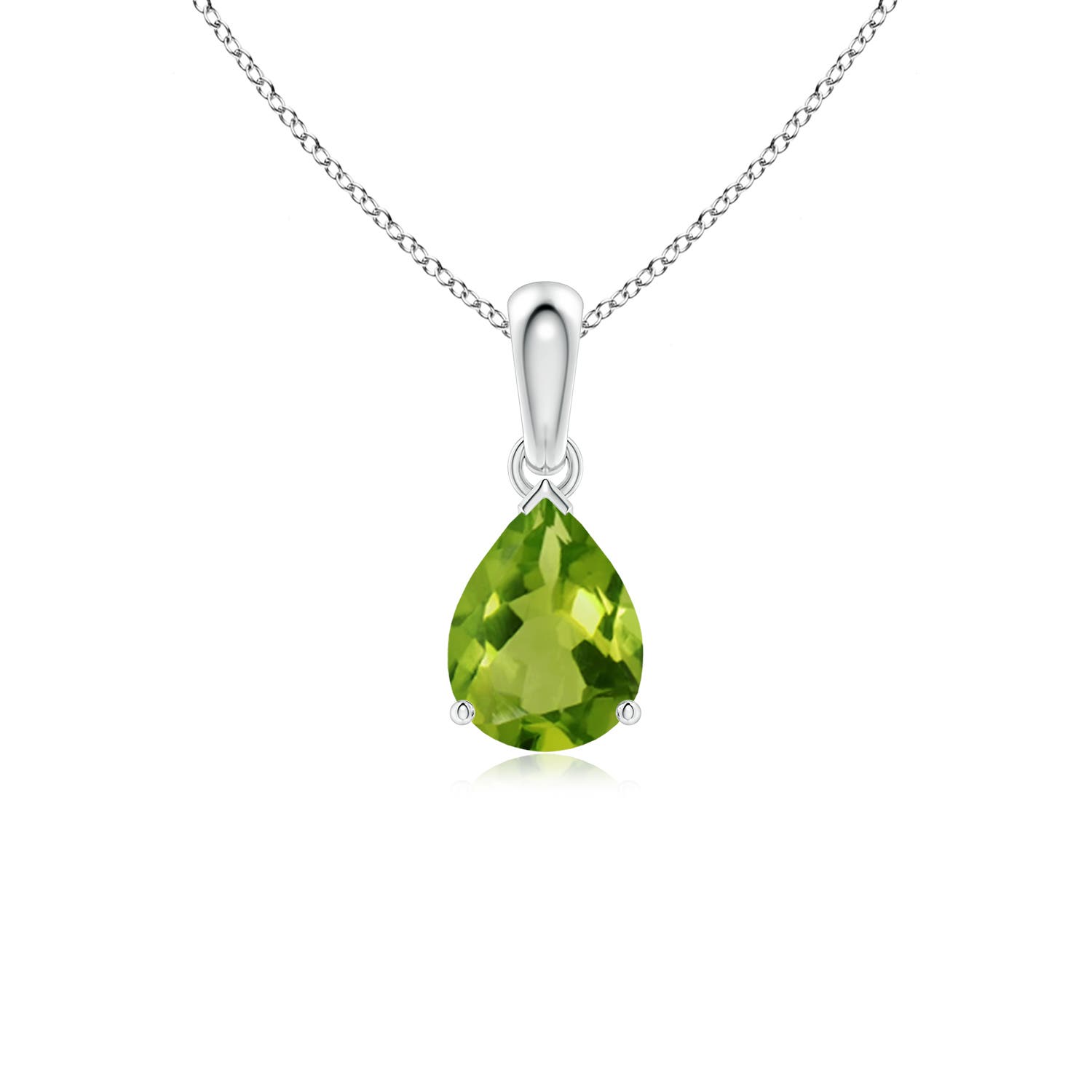 8x6mm AAAA Pear-Shaped Peridot Solitaire Pendant in P950 Platinum