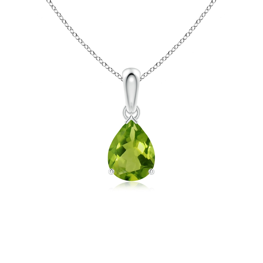 8x6mm AAAA Pear-Shaped Peridot Solitaire Pendant in P950 Platinum