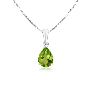 8x6mm AAAA Pear-Shaped Peridot Solitaire Pendant in P950 Platinum