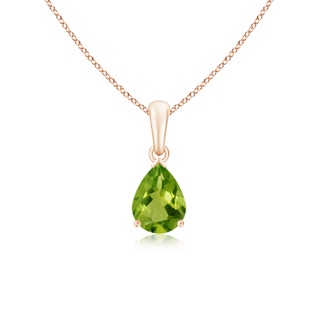8x6mm AAAA Pear-Shaped Peridot Solitaire Pendant in Rose Gold