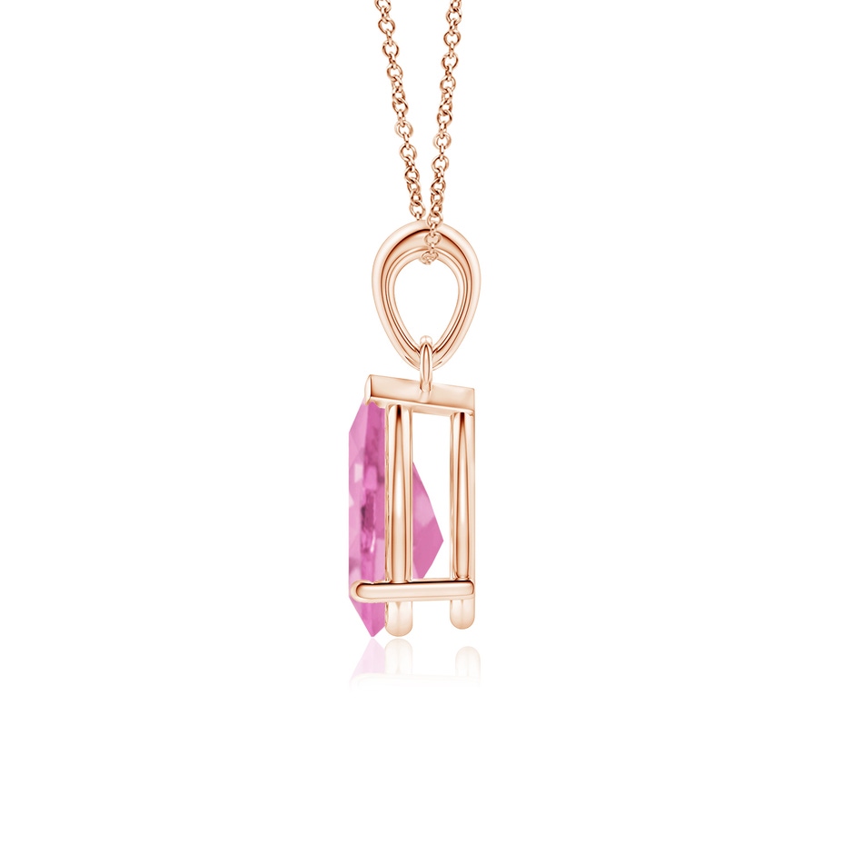 10x7mm A Prong-Set Pear Pink Sapphire Solitaire Pendant in Rose Gold side 199