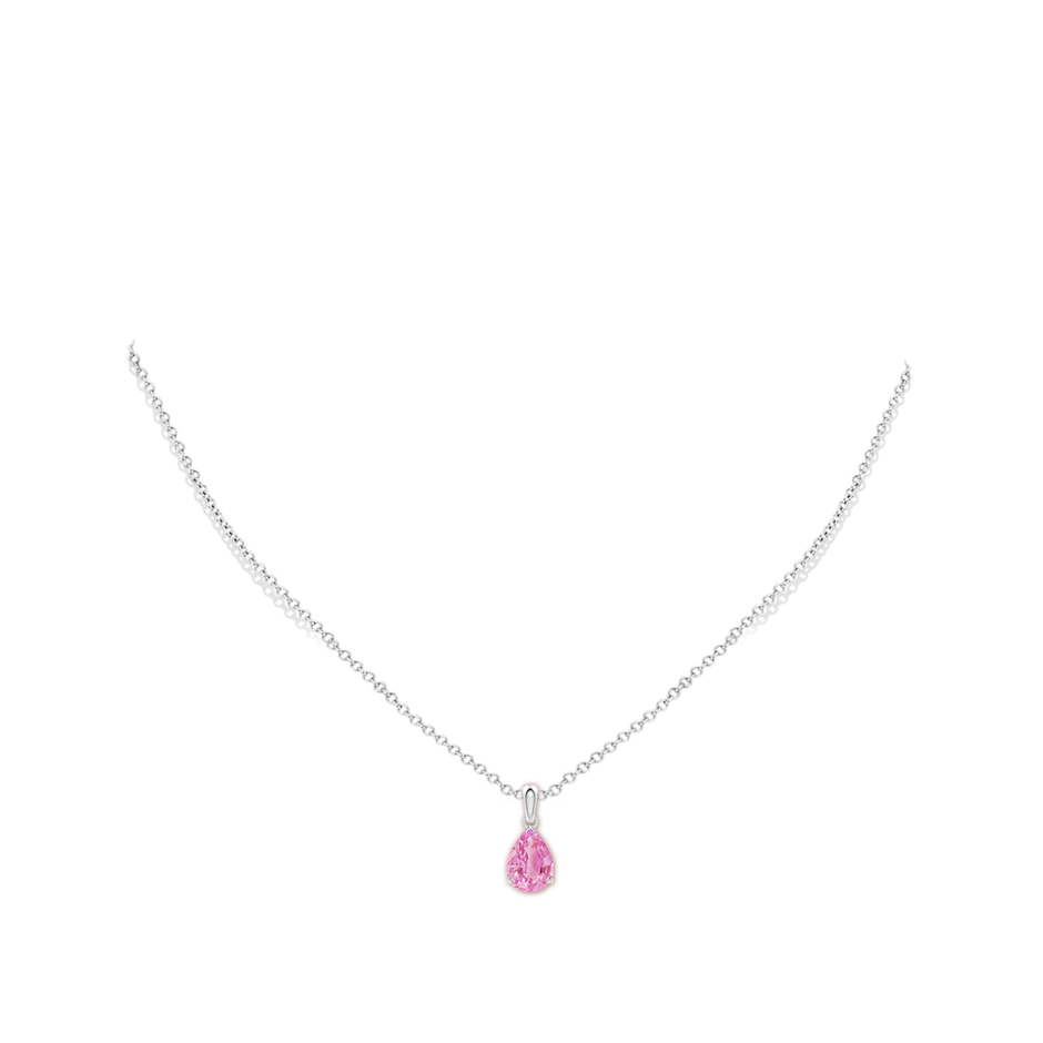 10x7mm A Prong-Set Pear Pink Sapphire Solitaire Pendant in White Gold pen