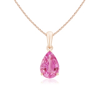 10x7mm AA Pear-Shaped Pink Sapphire Solitaire Pendant in Rose Gold