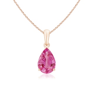 10x7mm AAA Pear-Shaped Pink Sapphire Solitaire Pendant in Rose Gold