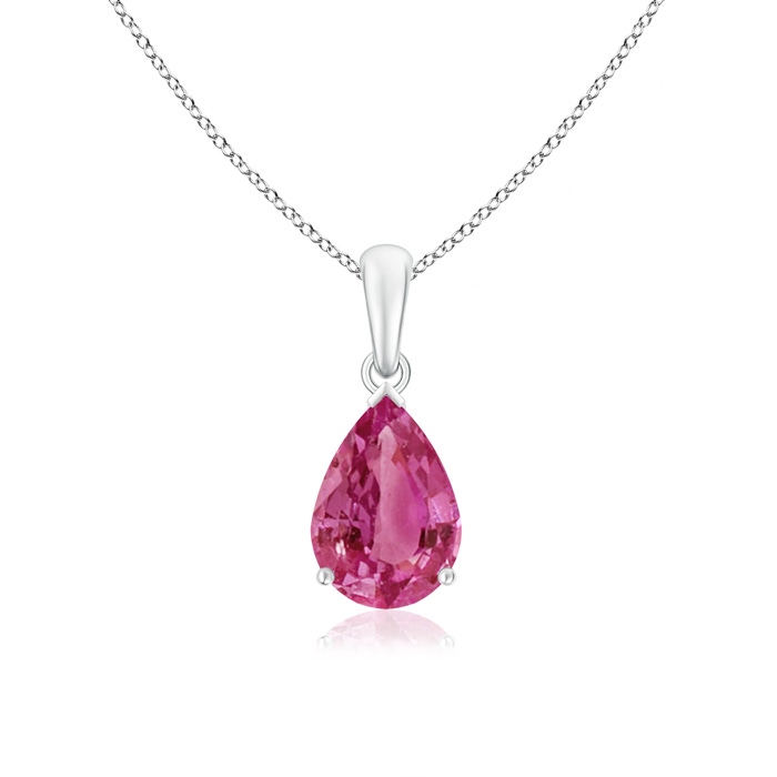 10x7mm AAAA Pear-Shaped Pink Sapphire Solitaire Pendant in P950 Platinum