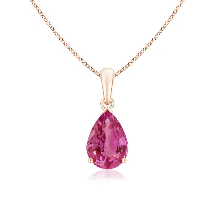 10x7mm AAAA Pear-Shaped Pink Sapphire Solitaire Pendant in Rose Gold