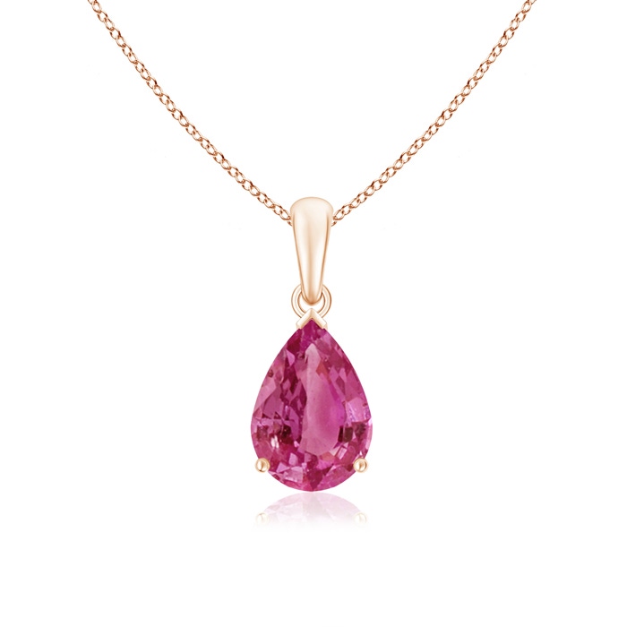 10x7mm AAAA Pear-Shaped Pink Sapphire Solitaire Pendant in Rose Gold 