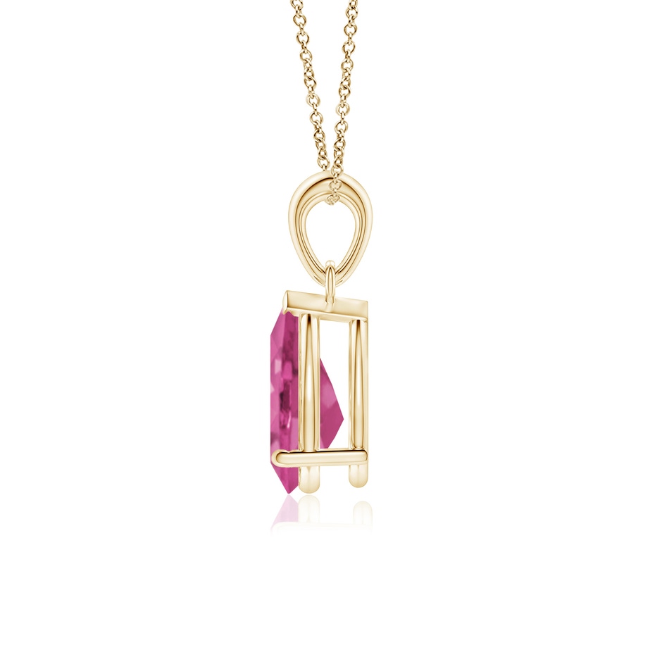 10x7mm AAAA Prong-Set Pear Pink Sapphire Solitaire Pendant in Yellow Gold side 199