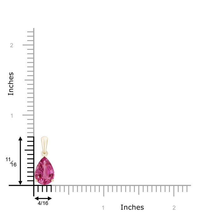 10x7mm AAAA Pear-Shaped Pink Sapphire Solitaire Pendant in Yellow Gold Product Image