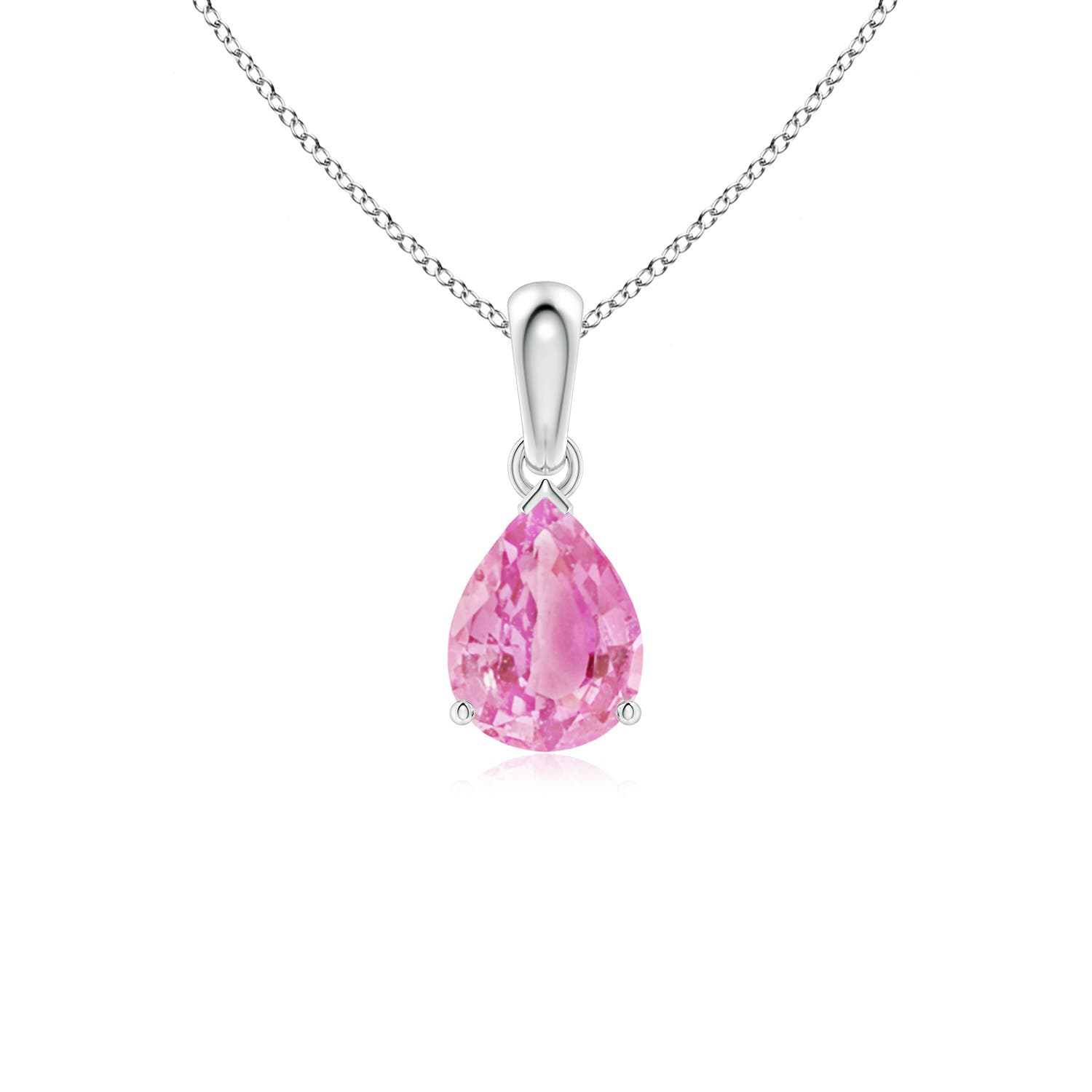 8x6mm A Prong-Set Pear Pink Sapphire Solitaire Pendant in P950 Platinum
