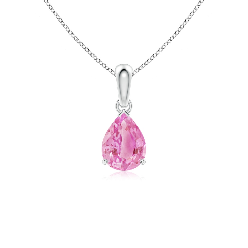8x6mm A Prong-Set Pear Pink Sapphire Solitaire Pendant in White Gold 