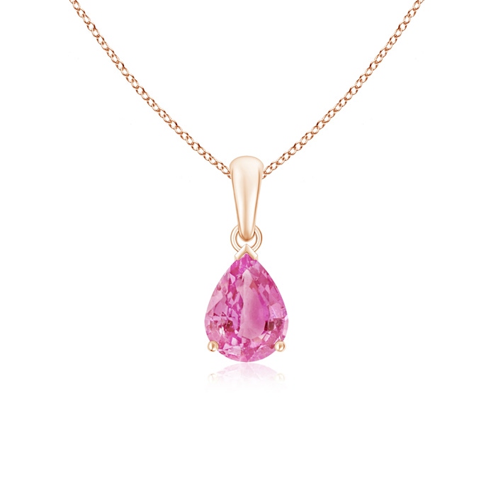 8x6mm AA Pear-Shaped Pink Sapphire Solitaire Pendant in Rose Gold 