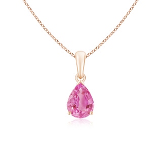 8x6mm AA Pear-Shaped Pink Sapphire Solitaire Pendant in Rose Gold