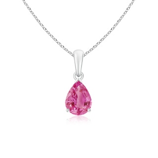 8x6mm AAA Pear-Shaped Pink Sapphire Solitaire Pendant in P950 Platinum