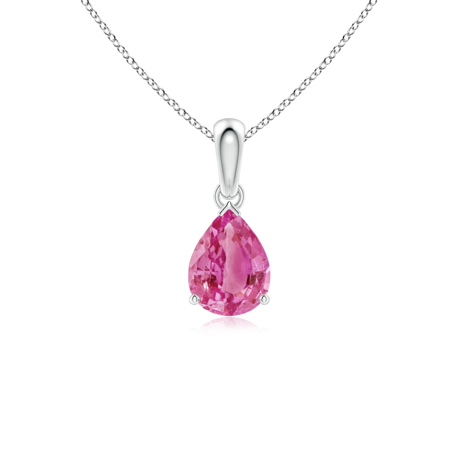8x6mm AAA Prong-Set Pear Pink Sapphire Solitaire Pendant in P950 Platinum 