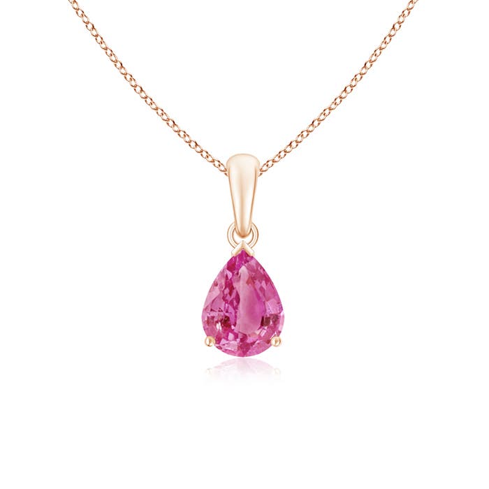 Angara Natural Pear Pink Sapphire Solitaire Pendant Necklace for
