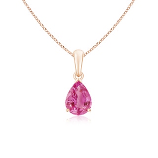 8x6mm AAA Pear-Shaped Pink Sapphire Solitaire Pendant in Rose Gold