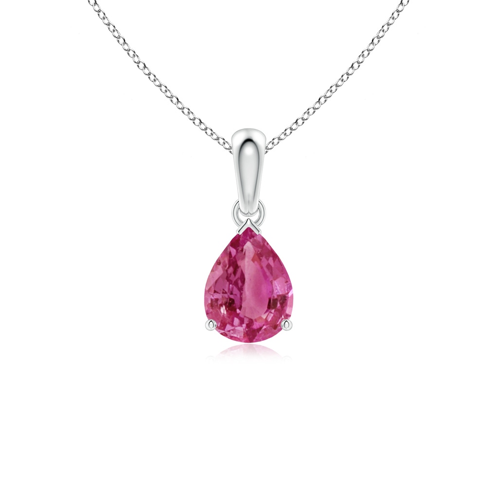8x6mm AAAA Prong-Set Pear Pink Sapphire Solitaire Pendant in P950 Platinum