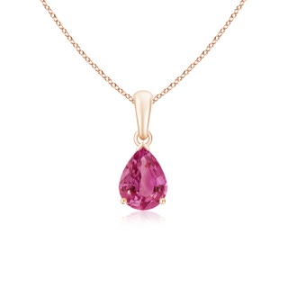 8x6mm AAAA Pear-Shaped Pink Sapphire Solitaire Pendant in Rose Gold