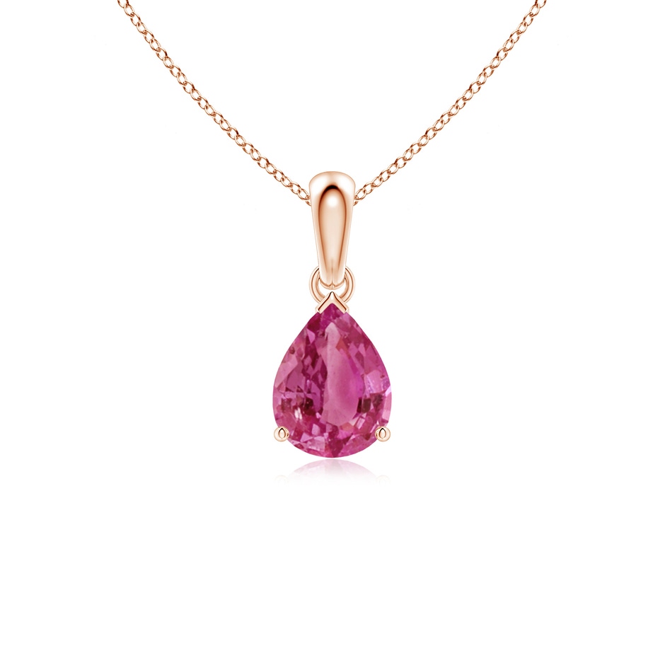 8x6mm AAAA Prong-Set Pear Pink Sapphire Solitaire Pendant in Rose Gold 