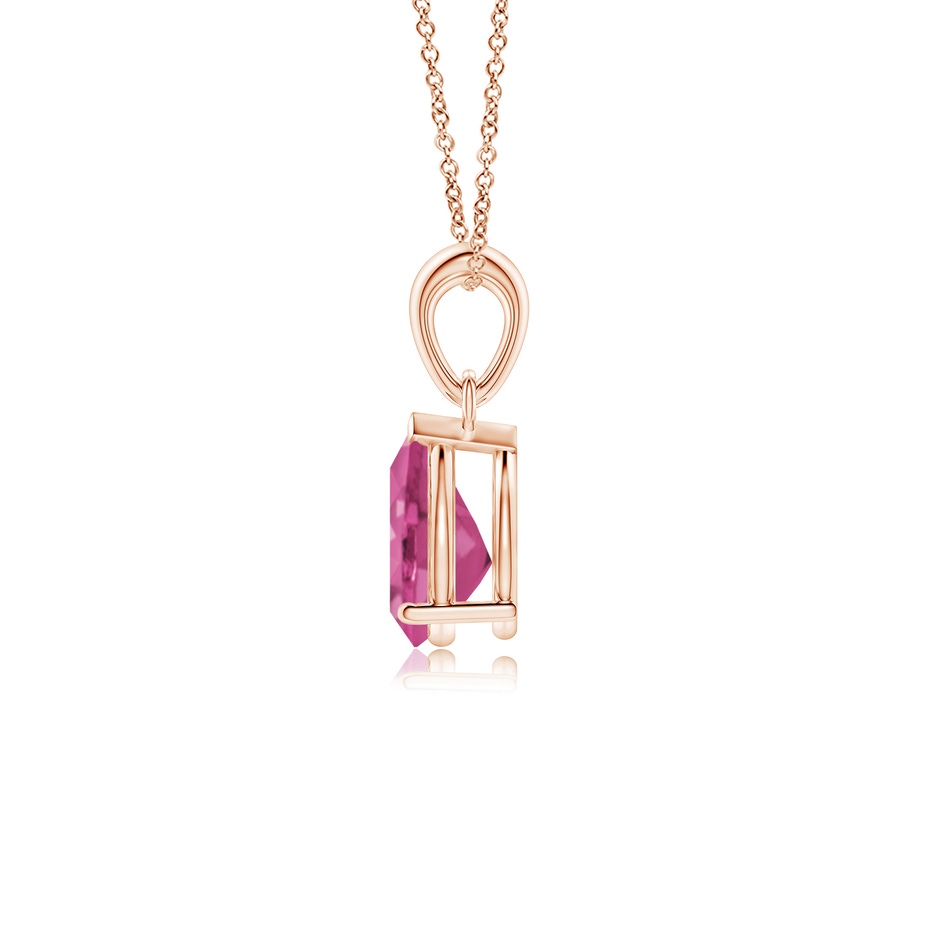 8x6mm AAAA Prong-Set Pear Pink Sapphire Solitaire Pendant in Rose Gold side 199
