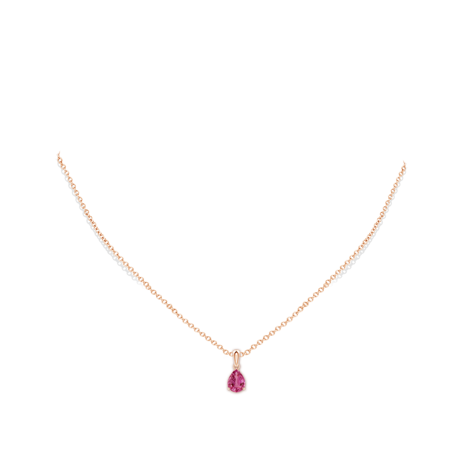 8x6mm AAAA Prong-Set Pear Pink Sapphire Solitaire Pendant in Rose Gold pen