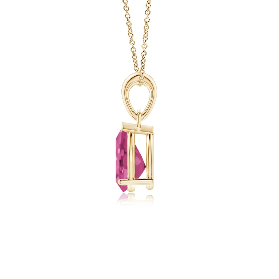 8x6mm AAAA Prong-Set Pear Pink Sapphire Solitaire Pendant in Yellow Gold side 199