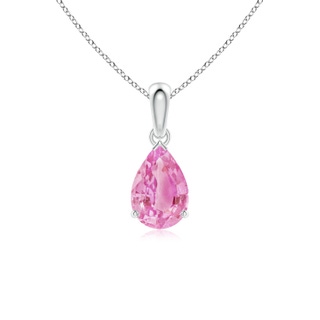 9x6mm A Prong-Set Pear Pink Sapphire Solitaire Pendant in S999 Silver